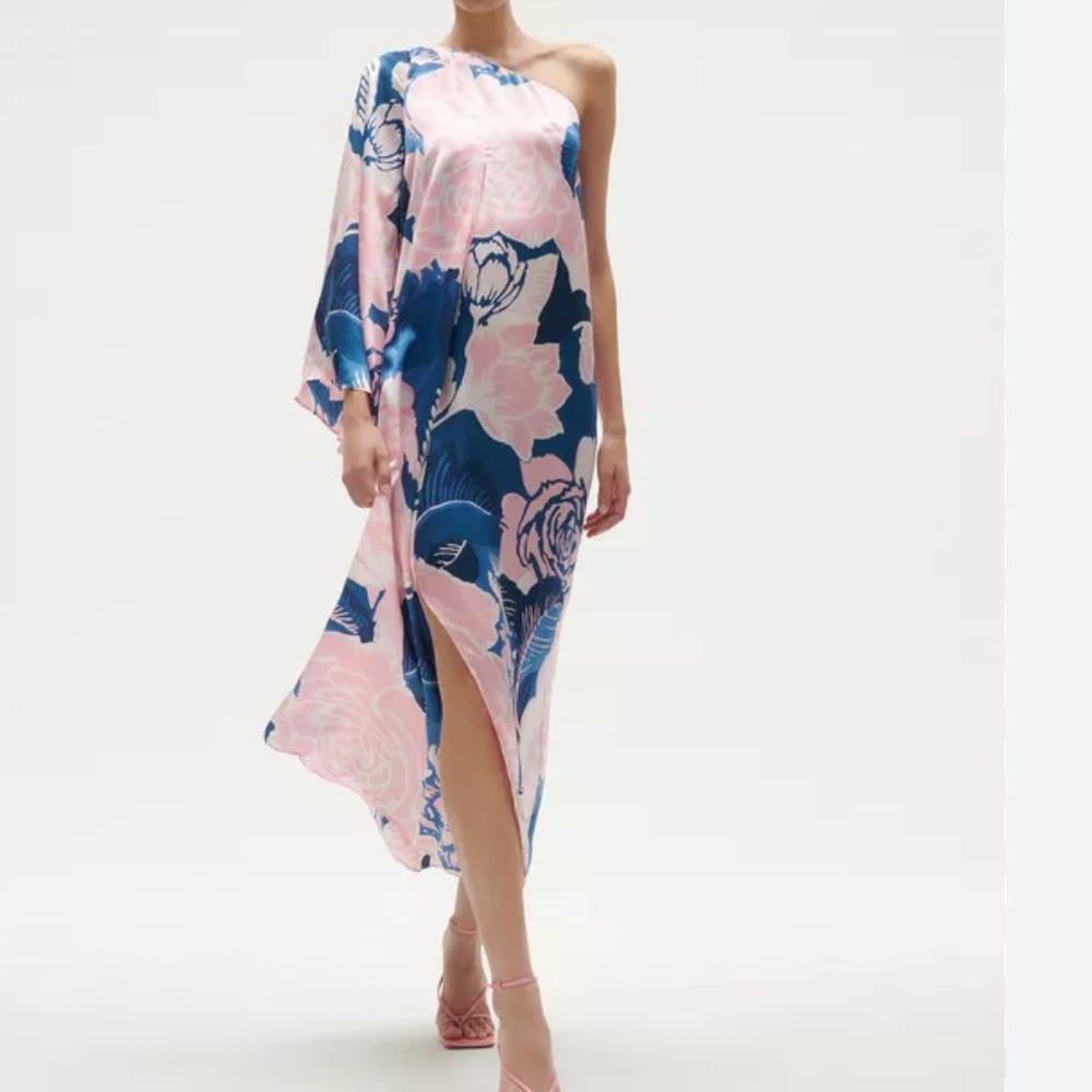 Figue Greta Floral-Print One-Shoulder Slit-Hem Silk Maxi Dress - Picture 7 of 16